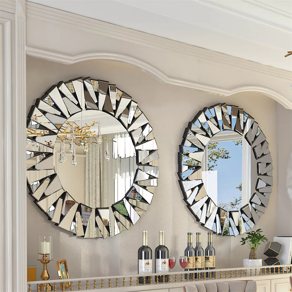 Silver round wall mirror product features