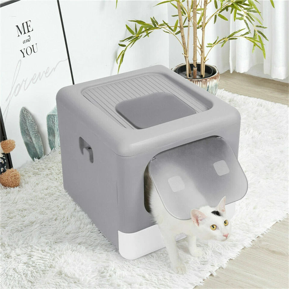 XL Foldable Enclosed Cat Toilet – Leak-Proof & Covered Design