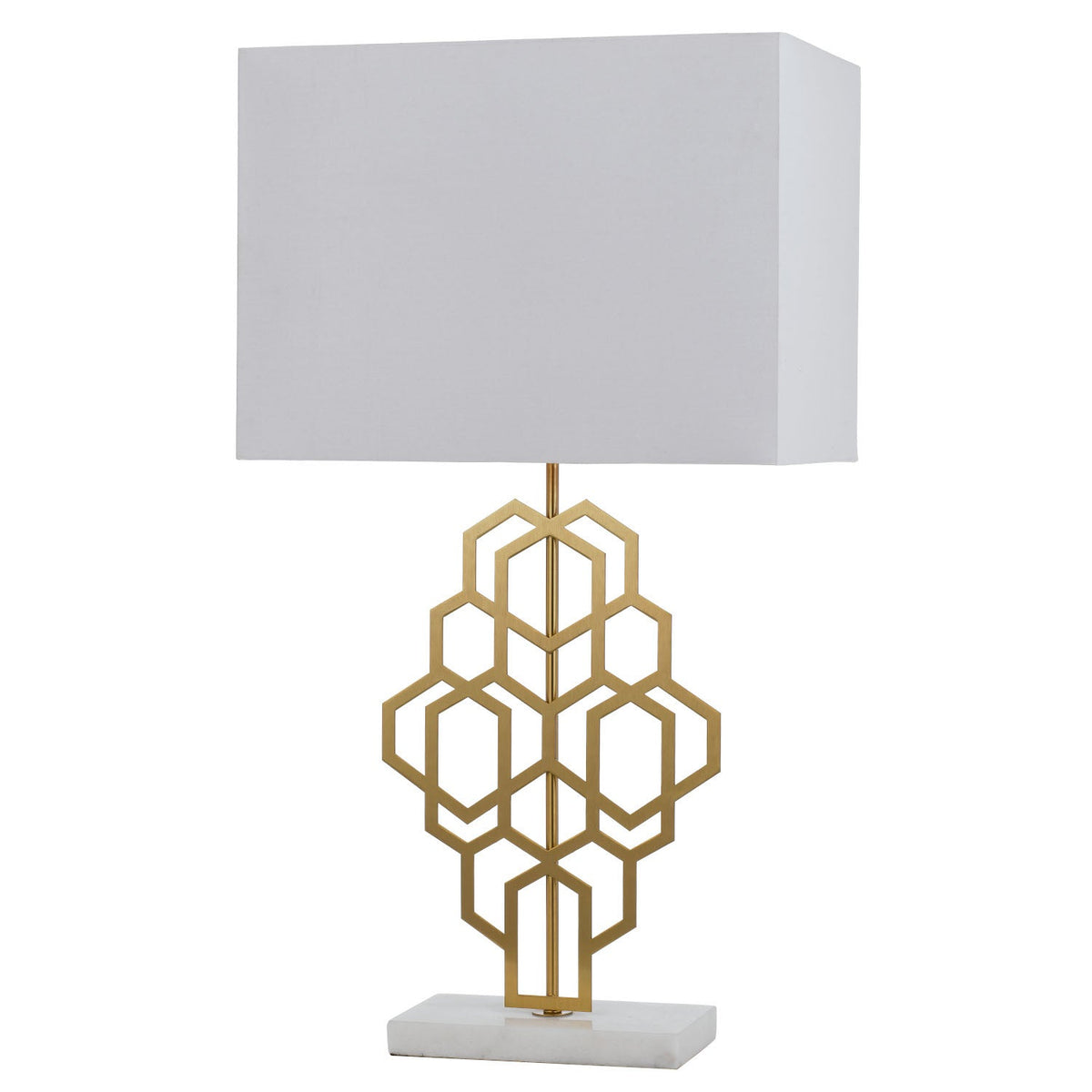 TFS TABLE LAMP 25wE27max D:400 H:720 Inline Switch(LRG) WHITE / ANTIQUE GOLD