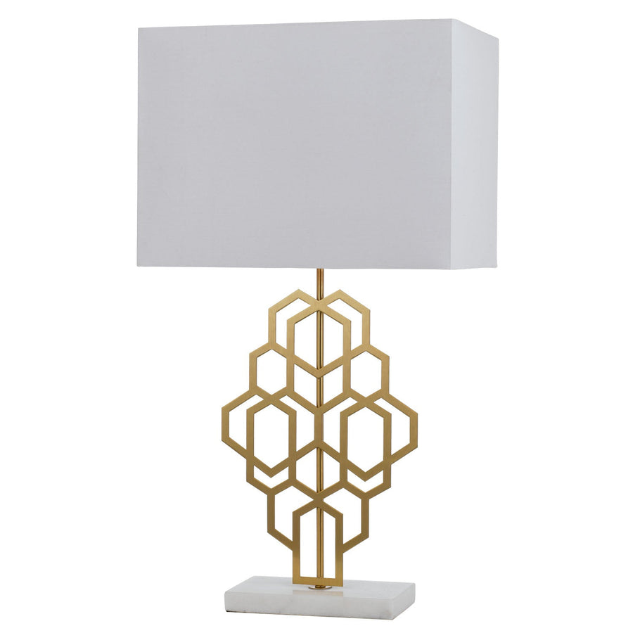 TFS TABLE LAMP 25wE27max D:400 H:720 Inline Switch(LRG) WHITE / ANTIQUE GOLD