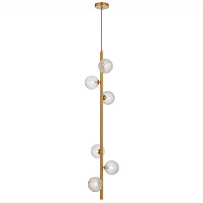 TFS 6 LT PENDANT 6x6wG9max KIT L1200 W265 H265 TEX 2m ANT GOLD/ CLEAR PRISM PATTERN
