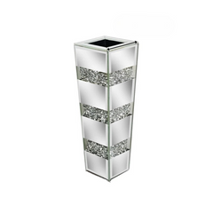 P&P Silver Diamond Inlaid Table Vase, Modern Decorative Centerpiece for Home