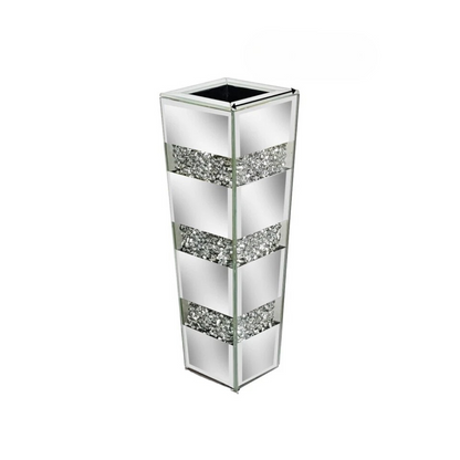 P&P Silver Diamond Inlaid Table Vase, Modern Decorative Centerpiece for Home