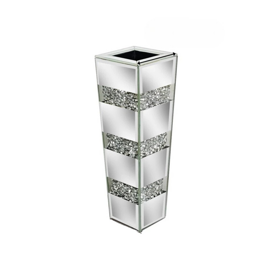 P&P Silver Diamond Inlaid Table Vase, Modern Decorative Centerpiece for Home