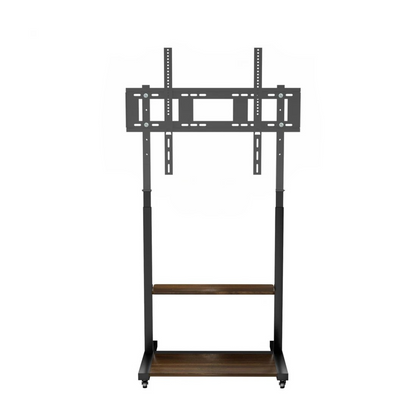 Black industrial heavy duty TV floor stand with wheels
