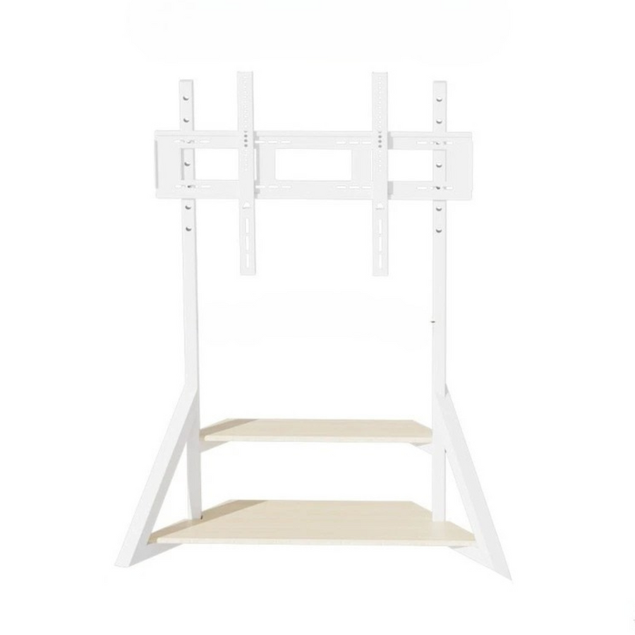 P&P White Heavy Duty TV Floor Stand with 2-Tier Shelves for 65-100 Inch Large Screens