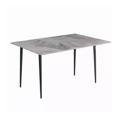 P&P Glossy Gray Rectangular Stone Dining Table With Slim Black Legs