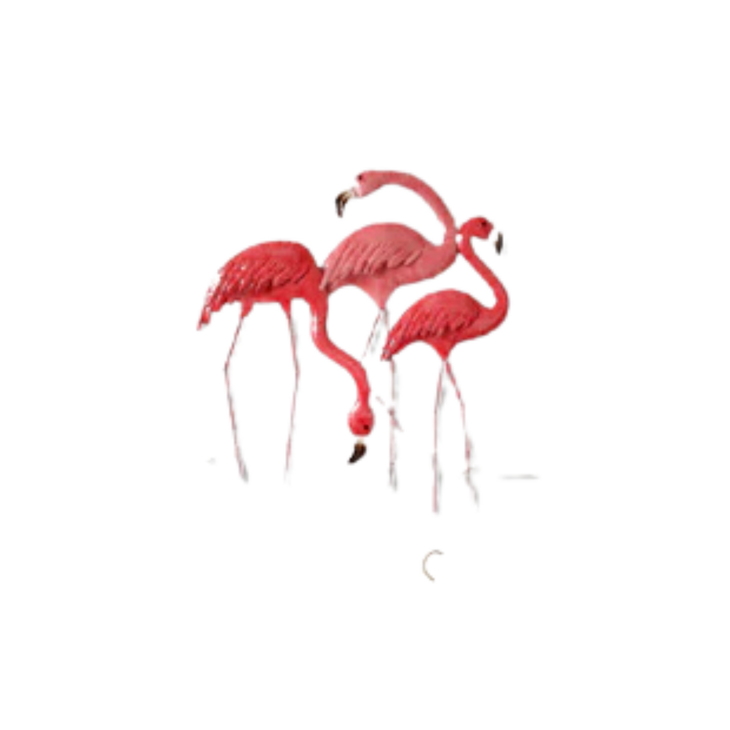 Pink flamingo metal wall art with coastal-inspired design