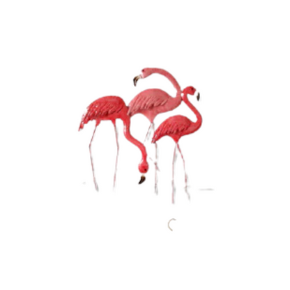 Pink flamingo metal wall art with coastal-inspired design