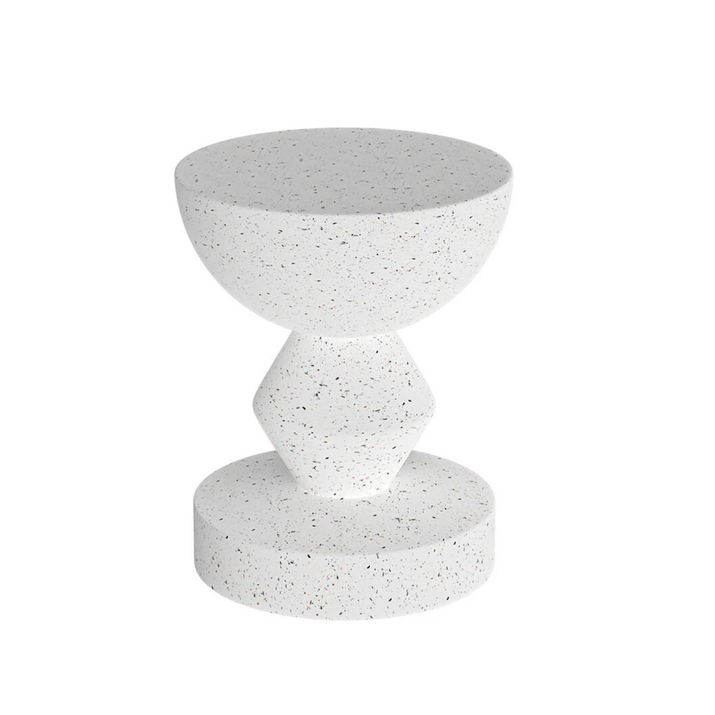 White concrete side table with sculpted modern design