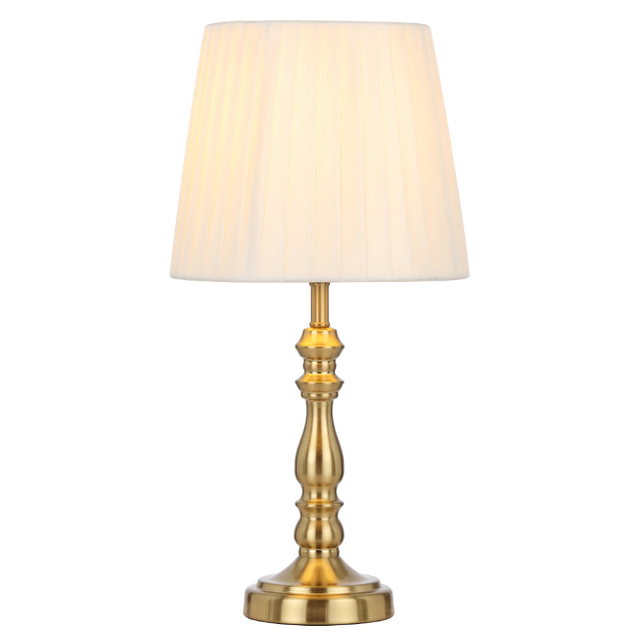 TFS TABLE LAMP 25wE27max D200 H390 INLINE ANT GOLD/CREAM SOFT PLATED