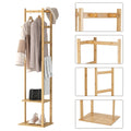 Bamboo Coat Rack with Shoe Shelf, 3-in-1 Freestanding Hat Stand