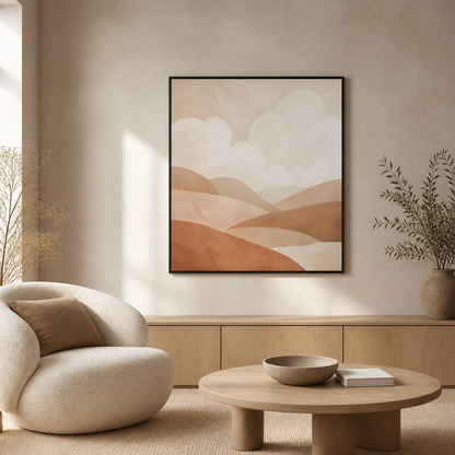 Clay and Cloud black floating frame canvas