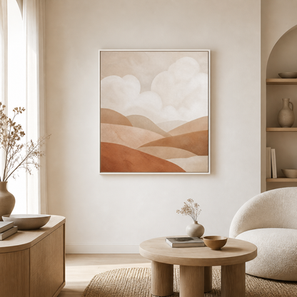 Clay and Cloud white floating frame canvas