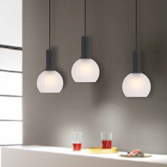 TFS 15CM PENDANT 25wE27max D150 H235 cab 2m BLACK / FROST GLASS