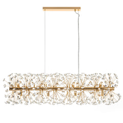 TFS 12LT REC PENDANT 12x6wG9max L:970 W:300 H:300 CRY H130 CHAIN 2M GOLD / CLEAR