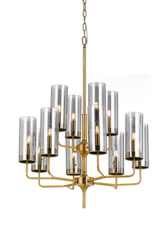 TFS 8+4LT PENDANT 12x25wE14max D:700 H:845 GOLD MATT/SMOKE CHAIN:2M