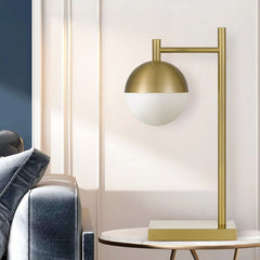 TFS TABLE LAMP 25wE27max D:200 H:500 Inline Switch ANTIQUE GOLD BASE/OPAL GLASS