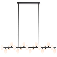 Memphis TFS 18 LTS PENDANT 18x6wG9mx L2000 W243 H245 ROD:2x6001x300 BLACK FRAME/OPAL GLASS