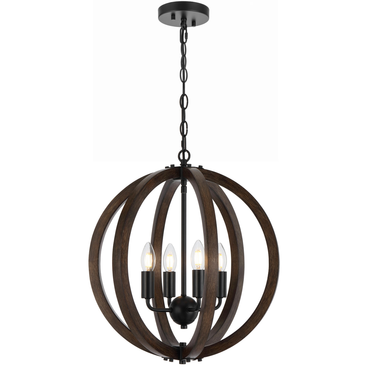 Malaga TFS 4 LT PENDANT 4x25wE14 D450 H510 CHAIN 2M BLACK MATT / TIMBER