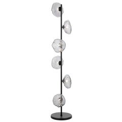 Black Reims floor lamp with six smoked glass shades