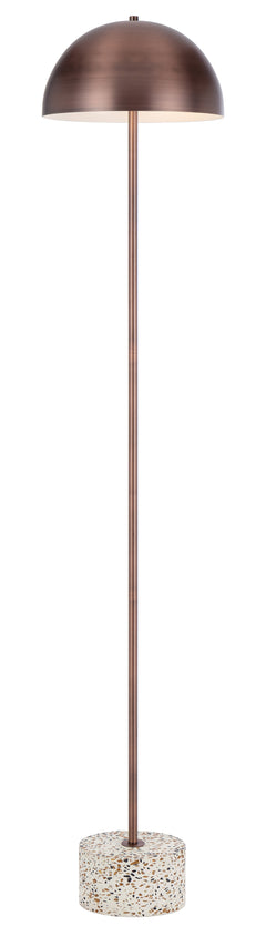 TFS FLOOR LAMP 2x25wE27max D:300 H:1500 cable2.0 foot swt WHITE TERRAZZO/BRONZE