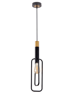 TFS 1LT PENDANT 25wE27max H:498 D:120 ANT BLACK/GOLD SQUARE SHAPE CABLE: 2m