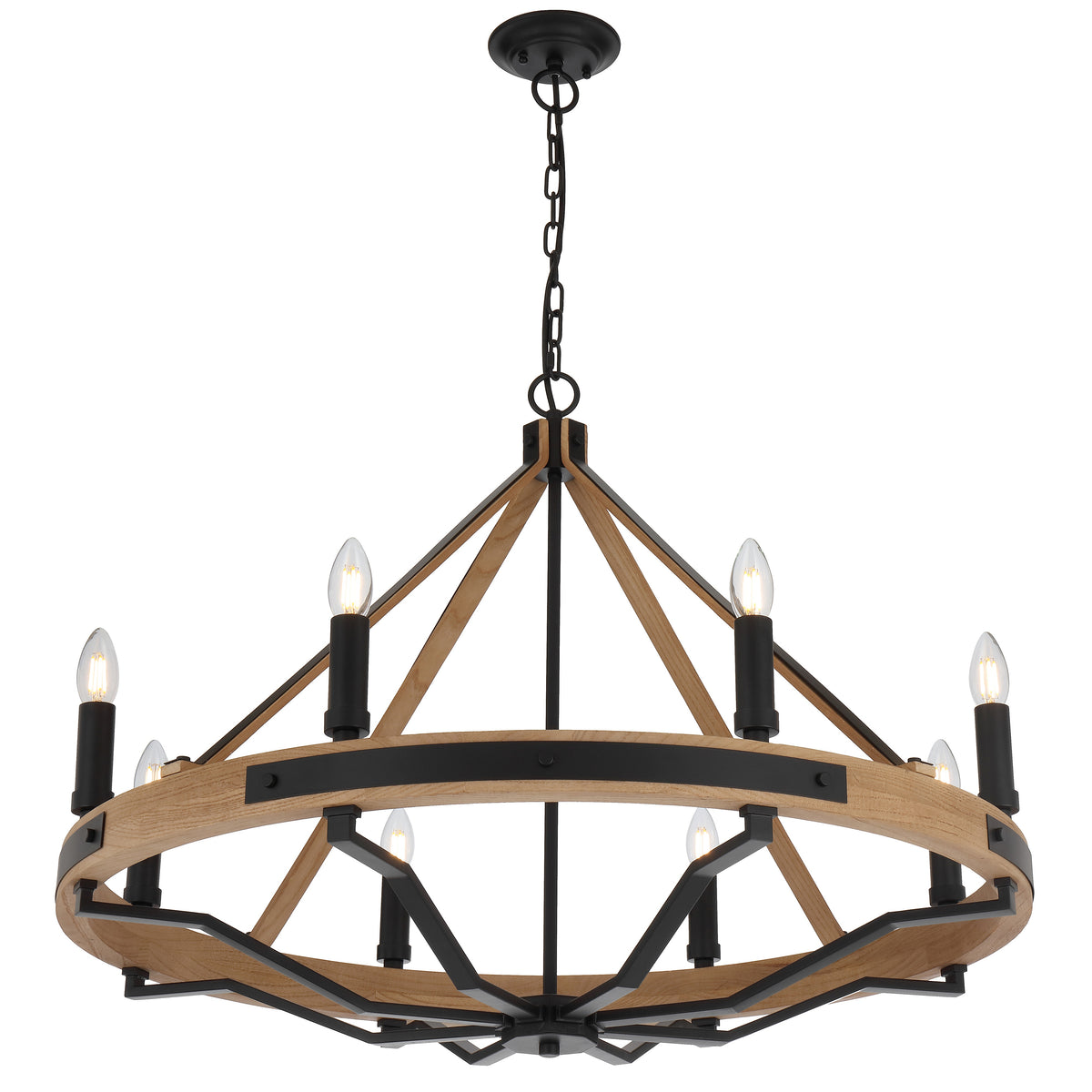 TFS 8 LTS PENDANT 8*25wE14 D:860 H:650 2m CHAIN BLACK MATT / ASHTREE WOOD