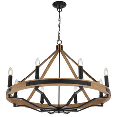 TFS 8 LTS PENDANT 8*25wE14 D:860 H:650 2m CHAIN BLACK MATT / ASHTREE WOOD