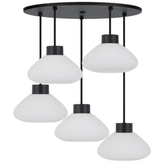 Perugia TFS 5 LIGHT PENDANT 5x25wE27max D:160 H:210 TEX:2m BLACK MATT/OPAL MATT