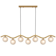 Norawood TFS 7LT PENDANT 7x6wG9max KIT L1150 W120 H200 CAB2m ANT GOLD/ FROST TEAR PATTERN
