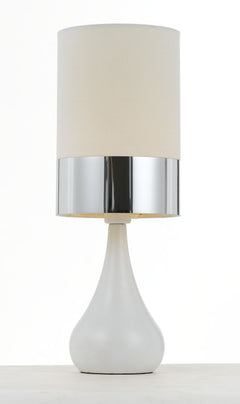 TFS CERAMIC TABLE LAMP 25wE14max D:150 H:410 WHITE/CHROME