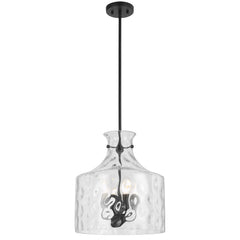 Solline TFS 4LT PENDANT 4x25wE14max D:380 H:420 ROD 1.5m BLACK MATT/ CLEAR WATER STREAK
