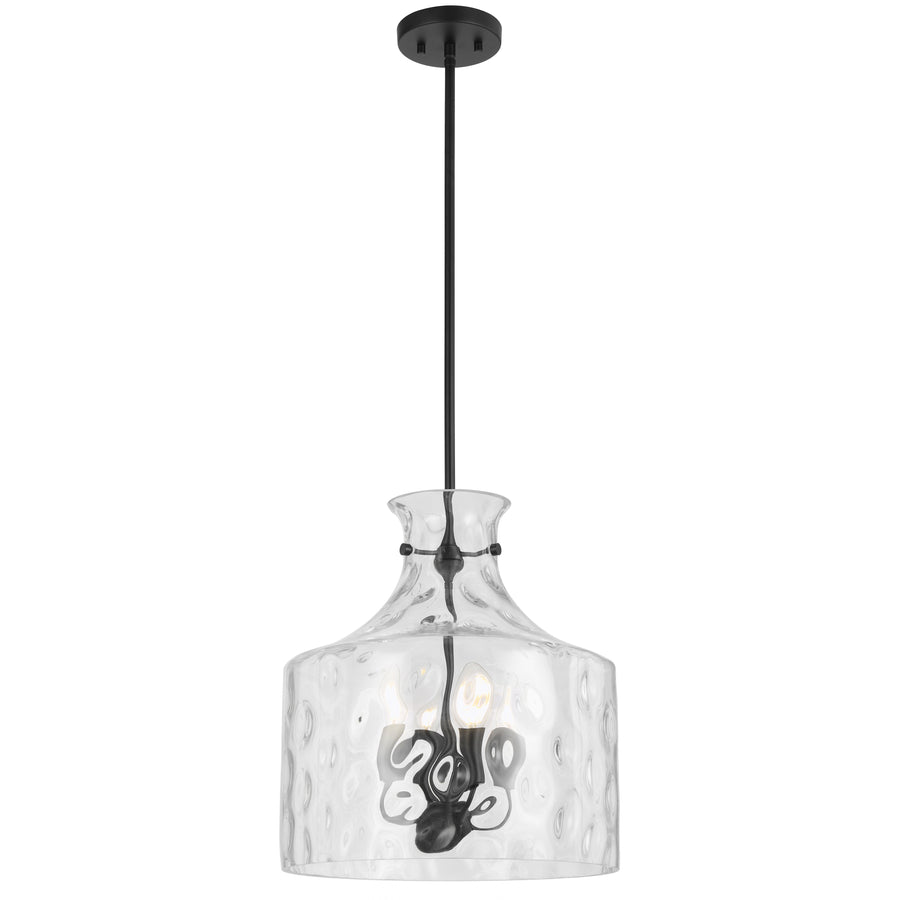 Solline TFS 4LT PENDANT 4x25wE14max D:380 H:420 ROD 1.5m BLACK MATT/ CLEAR WATER STREAK