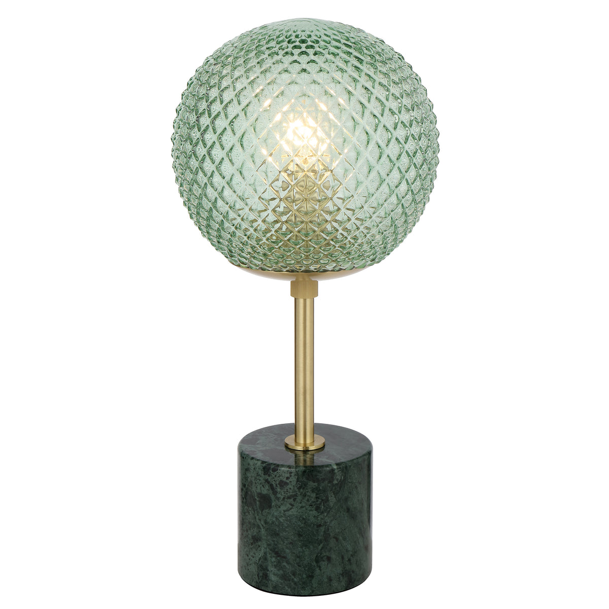 TFS TABLE LAMP 25wE27max D:190 H:415 inline swtch GREEN MARBLE/GREEN GLASS
