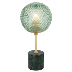 TFS TABLE LAMP 25wE27max D:190 H:415 inline swtch GREEN MARBLE/GREEN GLASS