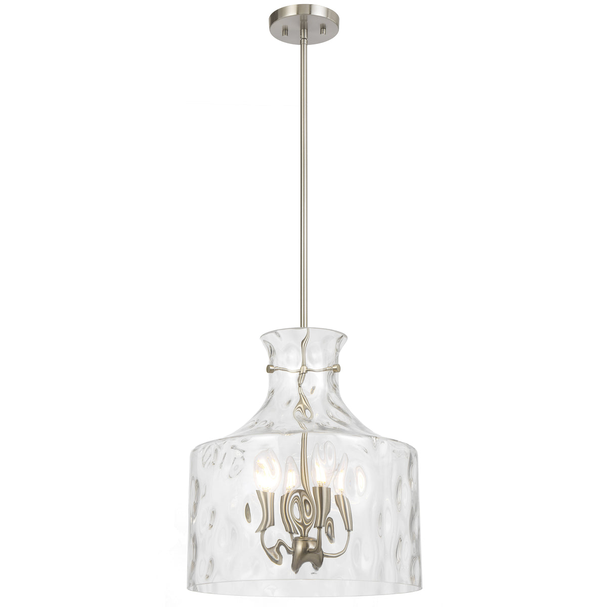 Vitamark TFS 4LT PENDANT 4x25wE14max D:380 H:420 ROD 1.5m NICKEL MAT/ CLEAR WATER STREAK
