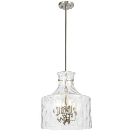Vitamark TFS 4LT PENDANT 4x25wE14max D:380 H:420 ROD 1.5m NICKEL MAT/ CLEAR WATER STREAK