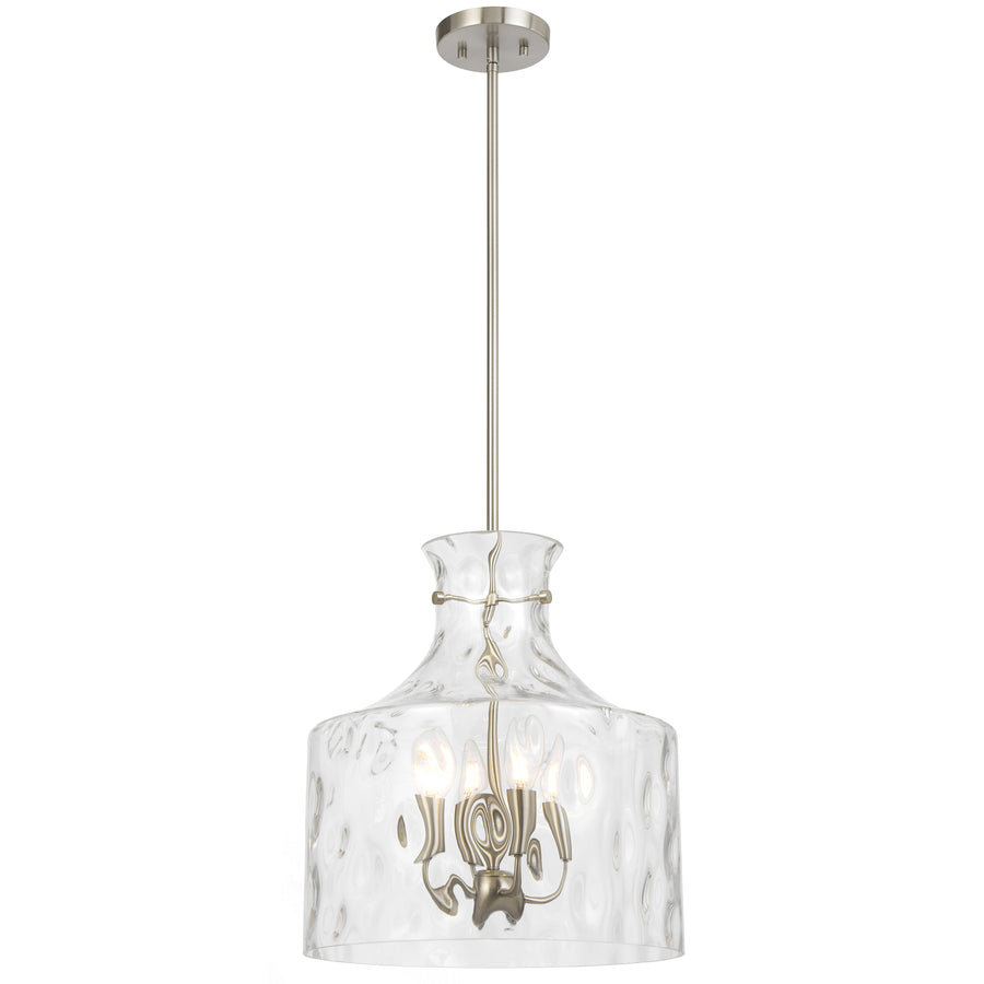 Vitamark TFS 4LT PENDANT 4x25wE14max D:380 H:420 ROD 1.5m NICKEL MAT/ CLEAR WATER STREAK