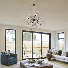 Alba TFS 18LT PENDANT 18x6wG9max D900 H650 ROD:2*600+1*300 BLACK MATT/MIRROR GLASS