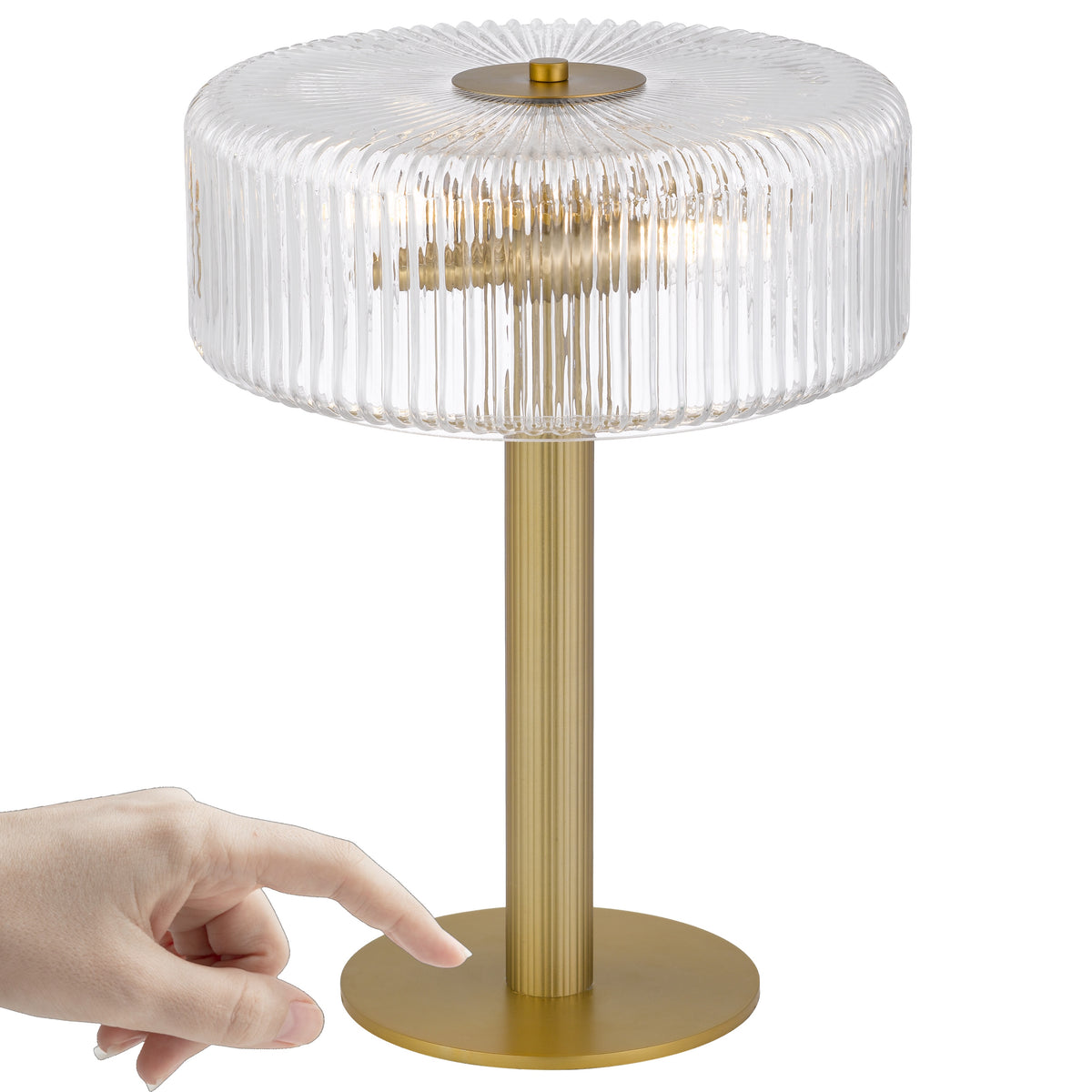 Basel TFS TABLE LAMP 2x25wE14max D300 H390 touch switch ANTIQUE BRASS / CLEAR