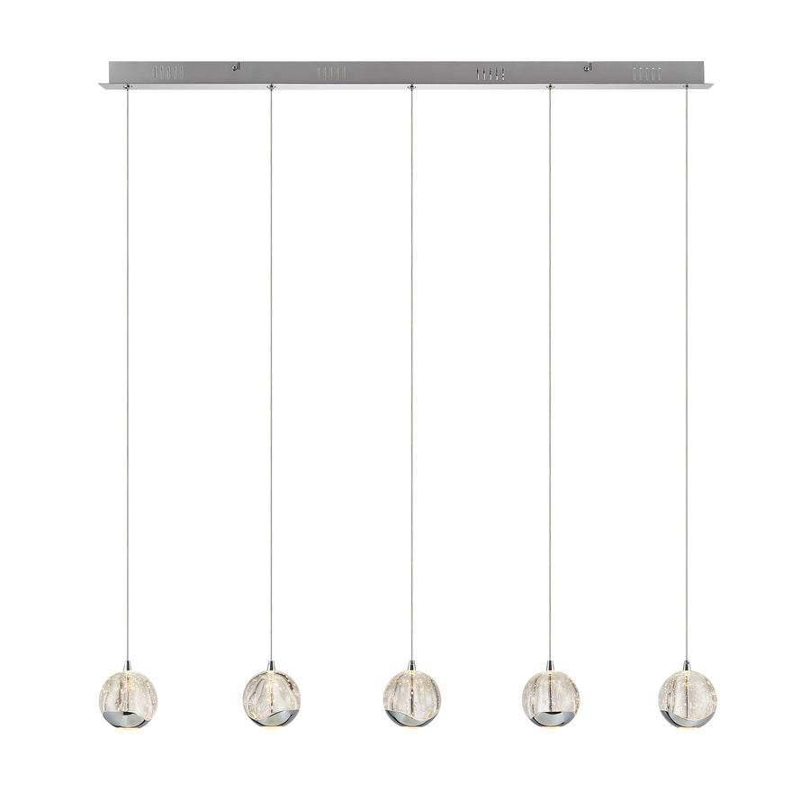 Zanoshade TFS 5 LTS BAR PENDANT 5x5wLED 3000K 1540Lm cab2M L960 W90 CHROME/BUBBLE GLASS