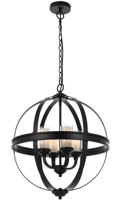 TFS PENDANT 4 x 25wE14 D:520 H:640 C:2M CLR NICKEL MATT/CLEAR&OPAL GLASS