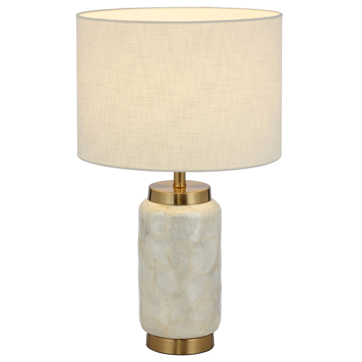 Bellamark TFS TABLE LAMP 25wE27max D320 H530 INLINE SWT WHITE SHELL / GOLD / WHITE