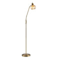TFS FLOOR LAMP 25wE27max L:560 W:250 H:1350 TOGGLE SWT ANTIQUE BRASS/ AMBER GLASS