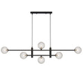 Ferrara TFS 6LT PENDANT 6x6wG9max KIT L1300 W120 H355 CAB2m BLACK / CLEAR PRISM PATTERN
