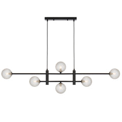Ferrara TFS 6LT PENDANT 6x6wG9max KIT L1300 W120 H355 CAB2m BLACK / CLEAR PRISM PATTERN