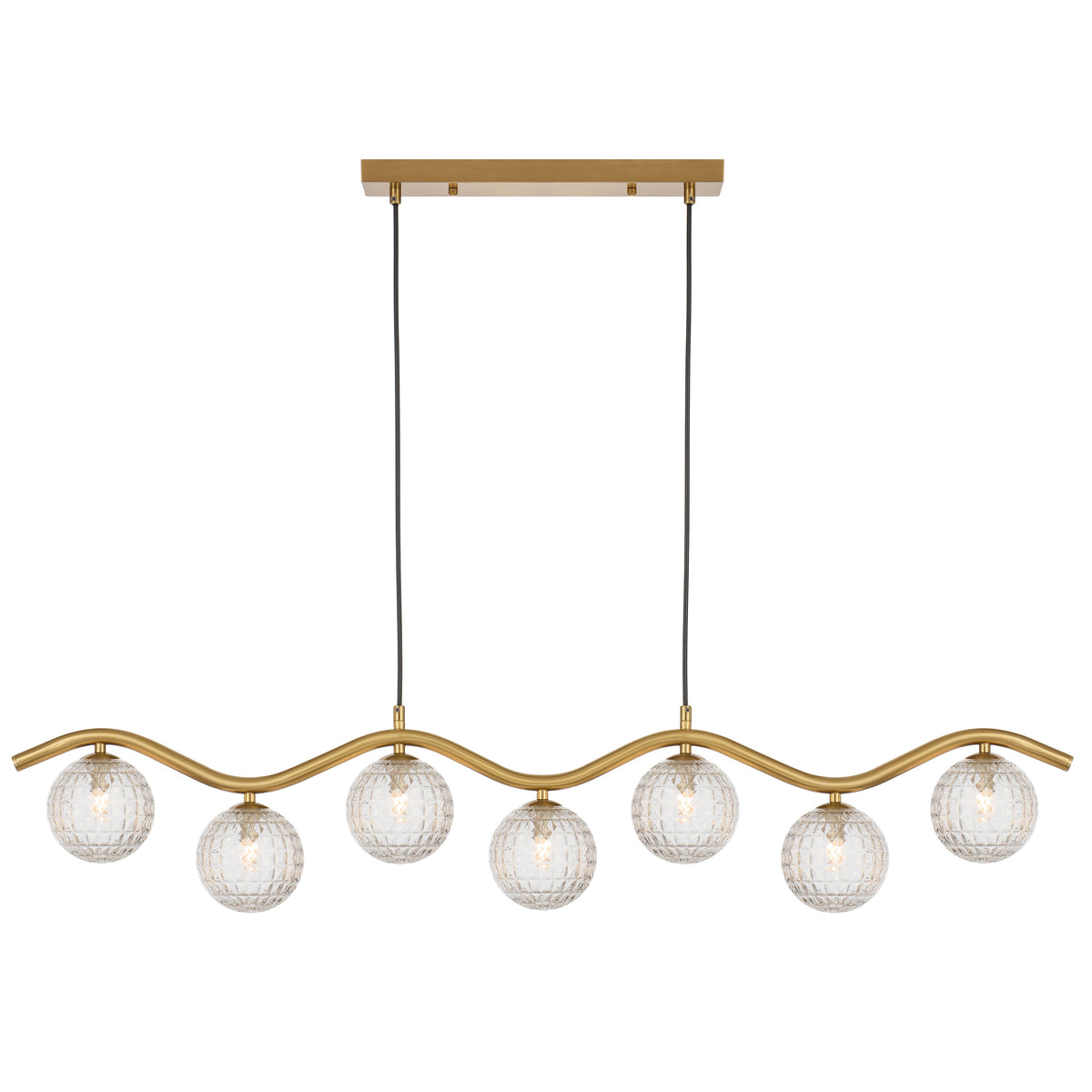 Solton TFS 7LT PENDANT 7x6wG9max KIT L1150 W120 H200 CAB2m ANT GOLD/ CLEAR PRISM PATTERN