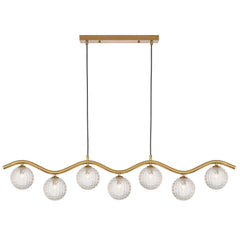 Solton TFS 7LT PENDANT 7x6wG9max KIT L1150 W120 H200 CAB2m ANT GOLD/ CLEAR PRISM PATTERN