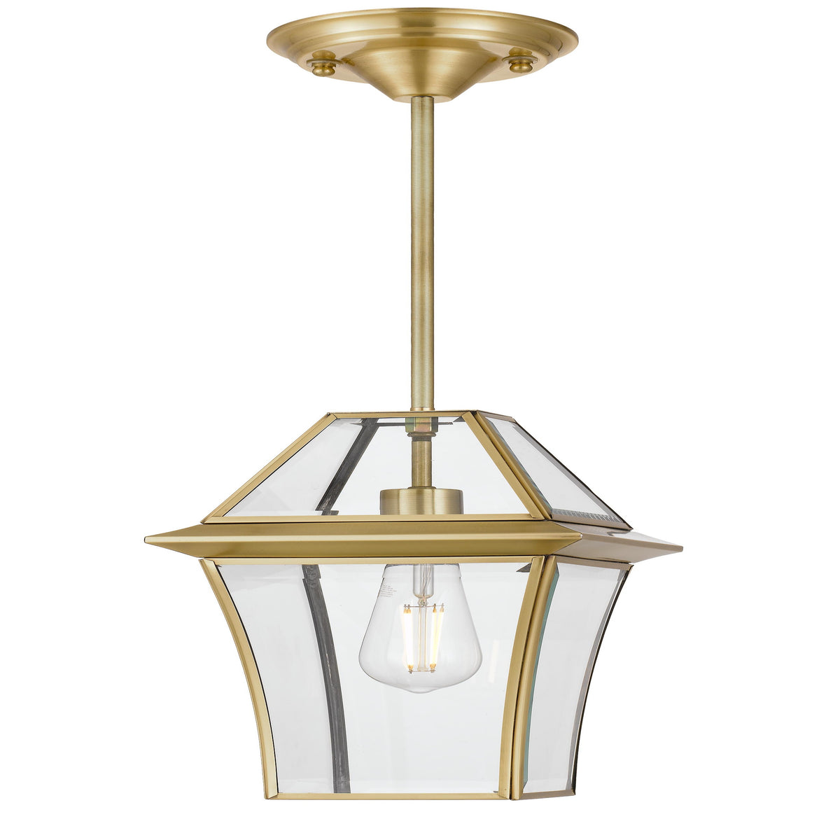 RYE PE20-BRS Brass & Clear Glass Pendant Light